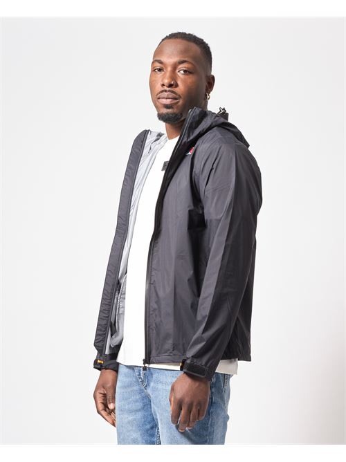 Jacko men's jacket by K-way with hood and logo K-WAY | K8131QW-CHARMEL TRAVELUSY